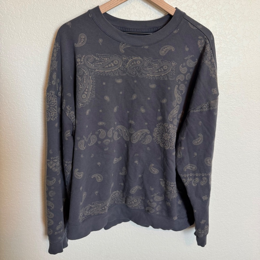 Streetwear Western Oversized Bandana Paisley Original Use Sweatshirt XL‎ Gray